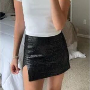 Princess Polly Motel Rocks Leather Mini Skirt - Croc Pattern